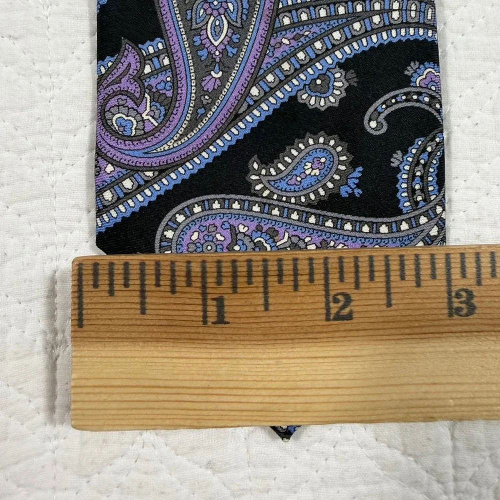 Daniel Cremieux Signature Mens Tie Paisley Silk‎ Black Purple 7 Fold 60